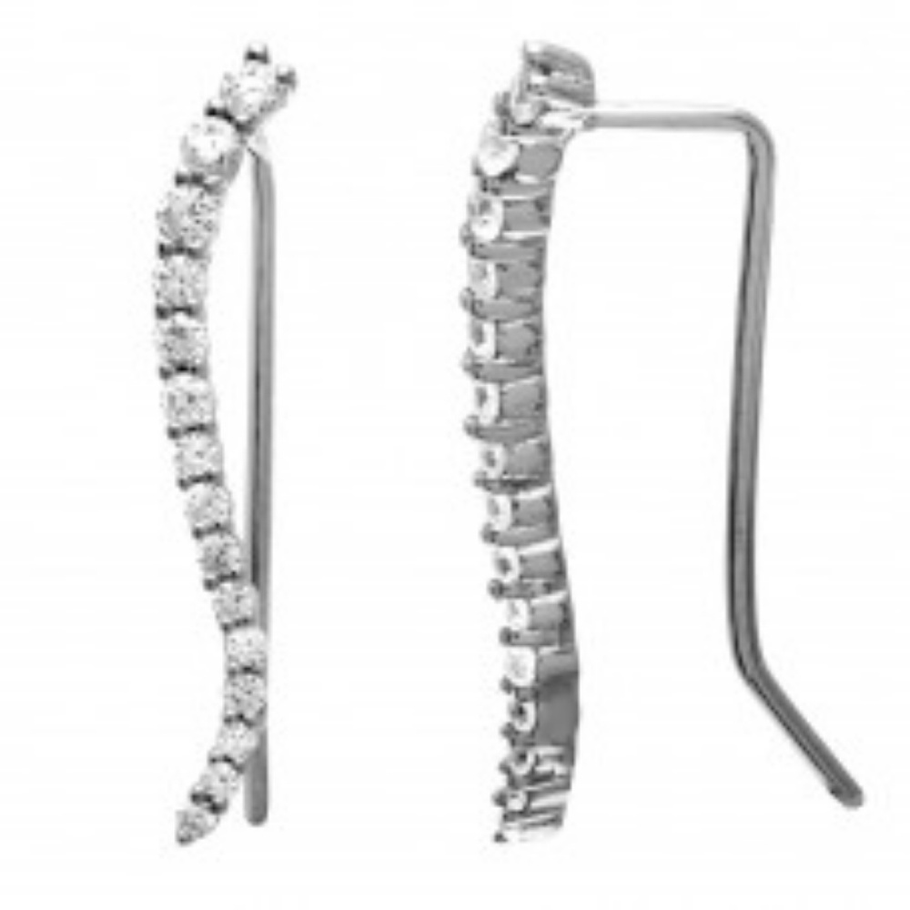 sterling silver 925 rotheum plated cz climbing ear